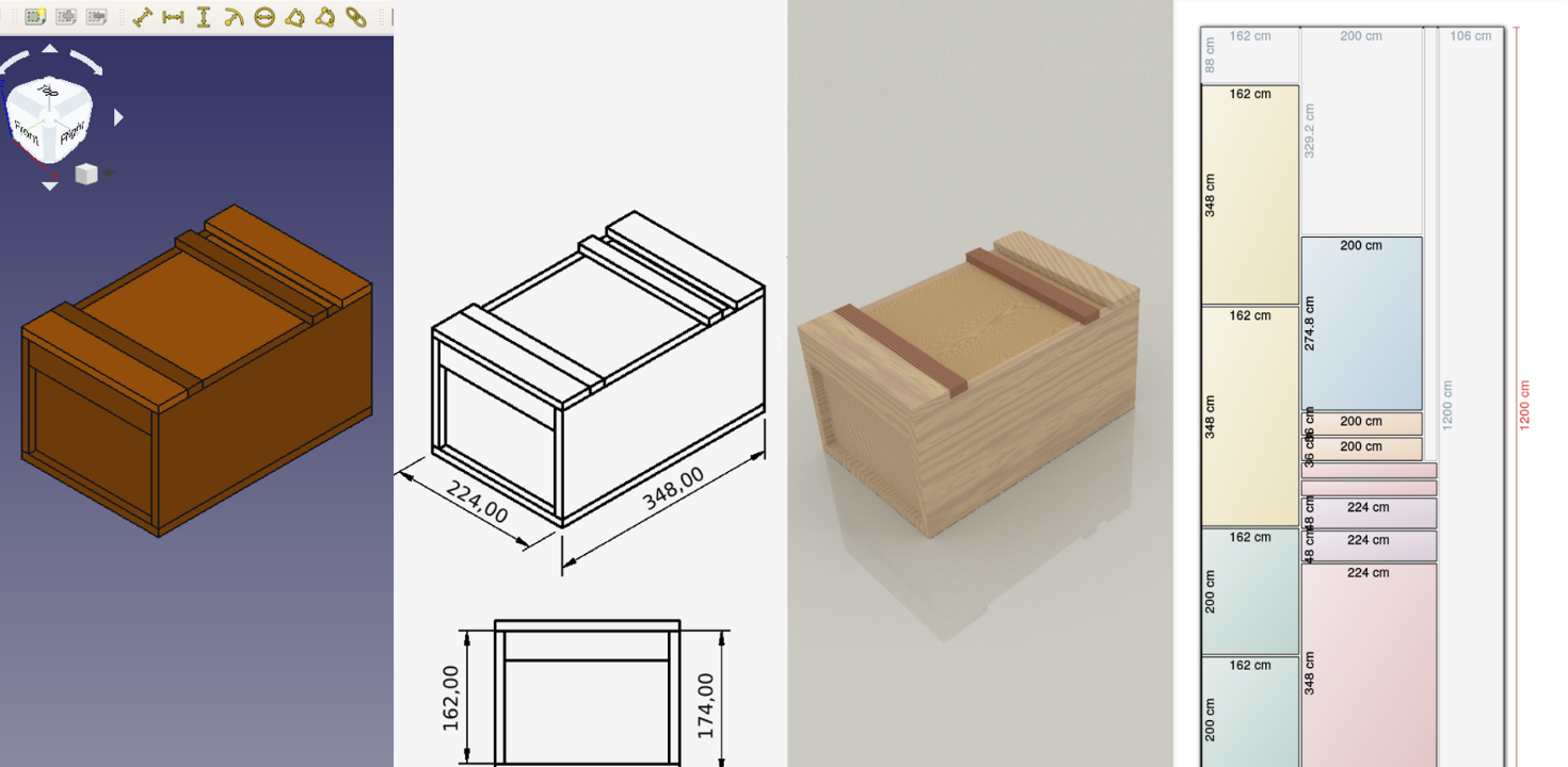 woodworking cad with wood dimensions